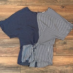 Blue and white blouse